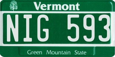 VT license plate NIG593