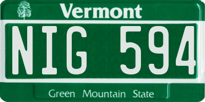 VT license plate NIG594