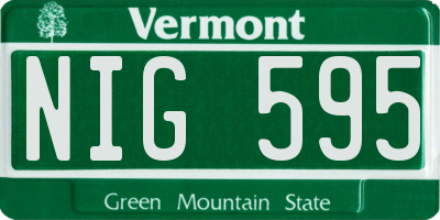 VT license plate NIG595