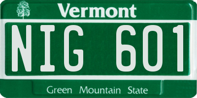 VT license plate NIG601