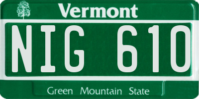 VT license plate NIG610