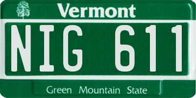 VT license plate NIG611