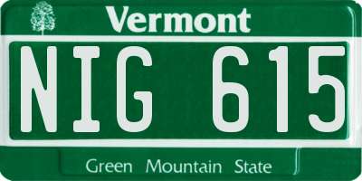 VT license plate NIG615
