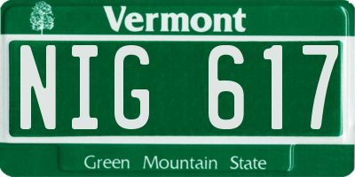 VT license plate NIG617