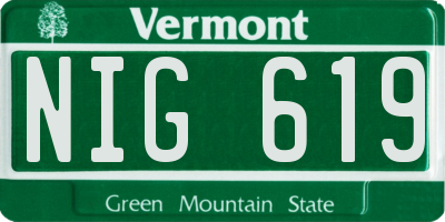 VT license plate NIG619