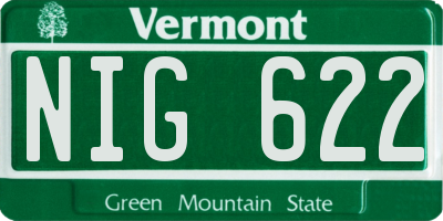 VT license plate NIG622