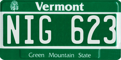 VT license plate NIG623