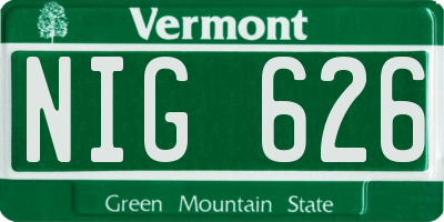 VT license plate NIG626