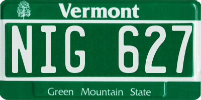 VT license plate NIG627