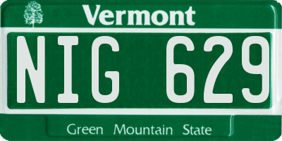 VT license plate NIG629