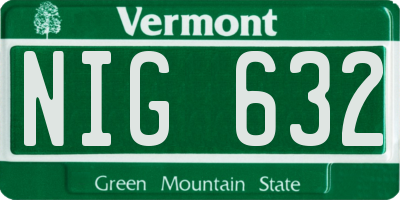 VT license plate NIG632