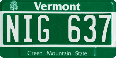 VT license plate NIG637