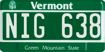 VT license plate NIG638
