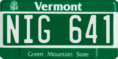 VT license plate NIG641