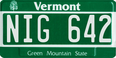 VT license plate NIG642
