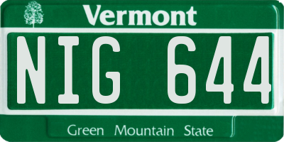 VT license plate NIG644