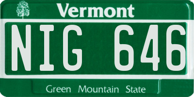 VT license plate NIG646