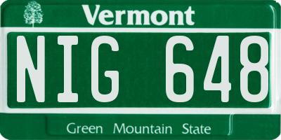 VT license plate NIG648
