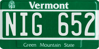VT license plate NIG652