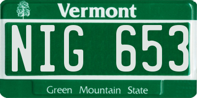 VT license plate NIG653