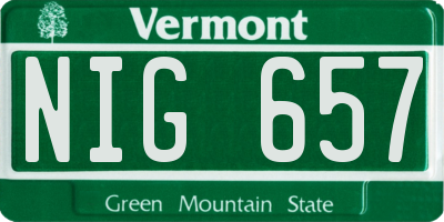 VT license plate NIG657