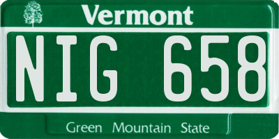 VT license plate NIG658