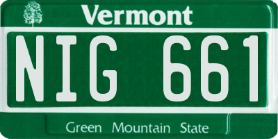 VT license plate NIG661