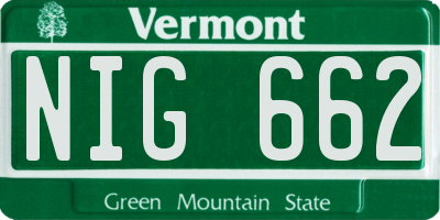 VT license plate NIG662