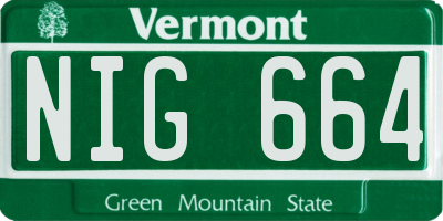 VT license plate NIG664