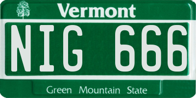 VT license plate NIG666