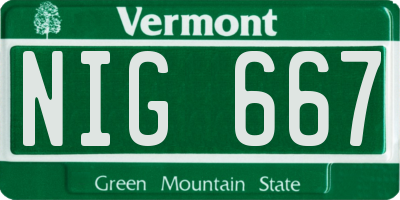 VT license plate NIG667