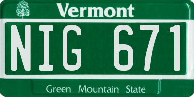 VT license plate NIG671