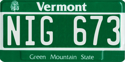 VT license plate NIG673