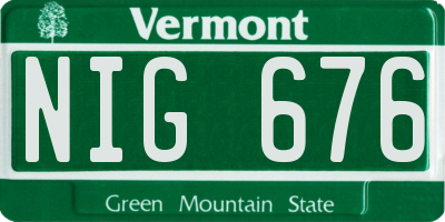 VT license plate NIG676