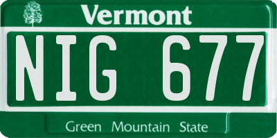 VT license plate NIG677