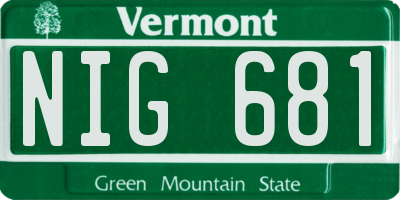 VT license plate NIG681