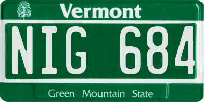 VT license plate NIG684