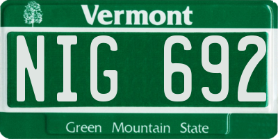 VT license plate NIG692