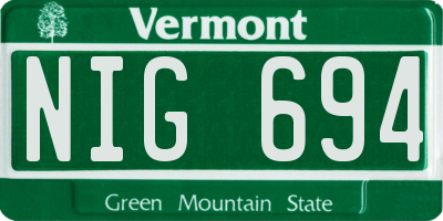 VT license plate NIG694