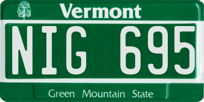 VT license plate NIG695