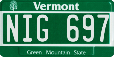 VT license plate NIG697