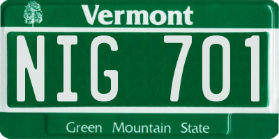 VT license plate NIG701