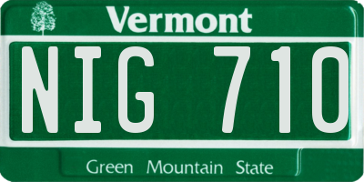 VT license plate NIG710