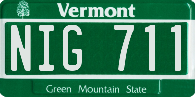 VT license plate NIG711