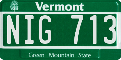VT license plate NIG713