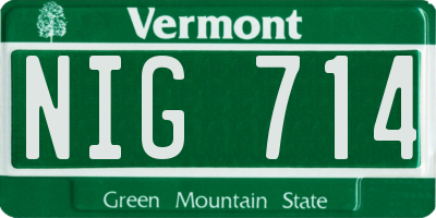 VT license plate NIG714