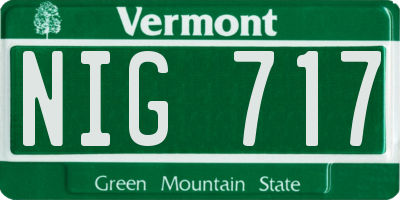 VT license plate NIG717