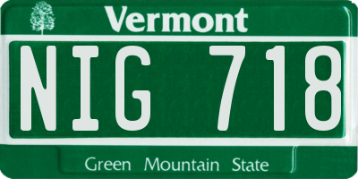 VT license plate NIG718