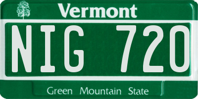 VT license plate NIG720