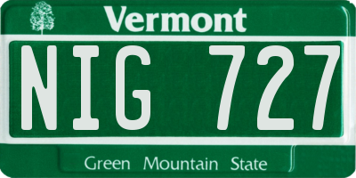 VT license plate NIG727